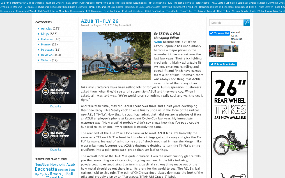 Bentrideronline.com great Ti-FLY review