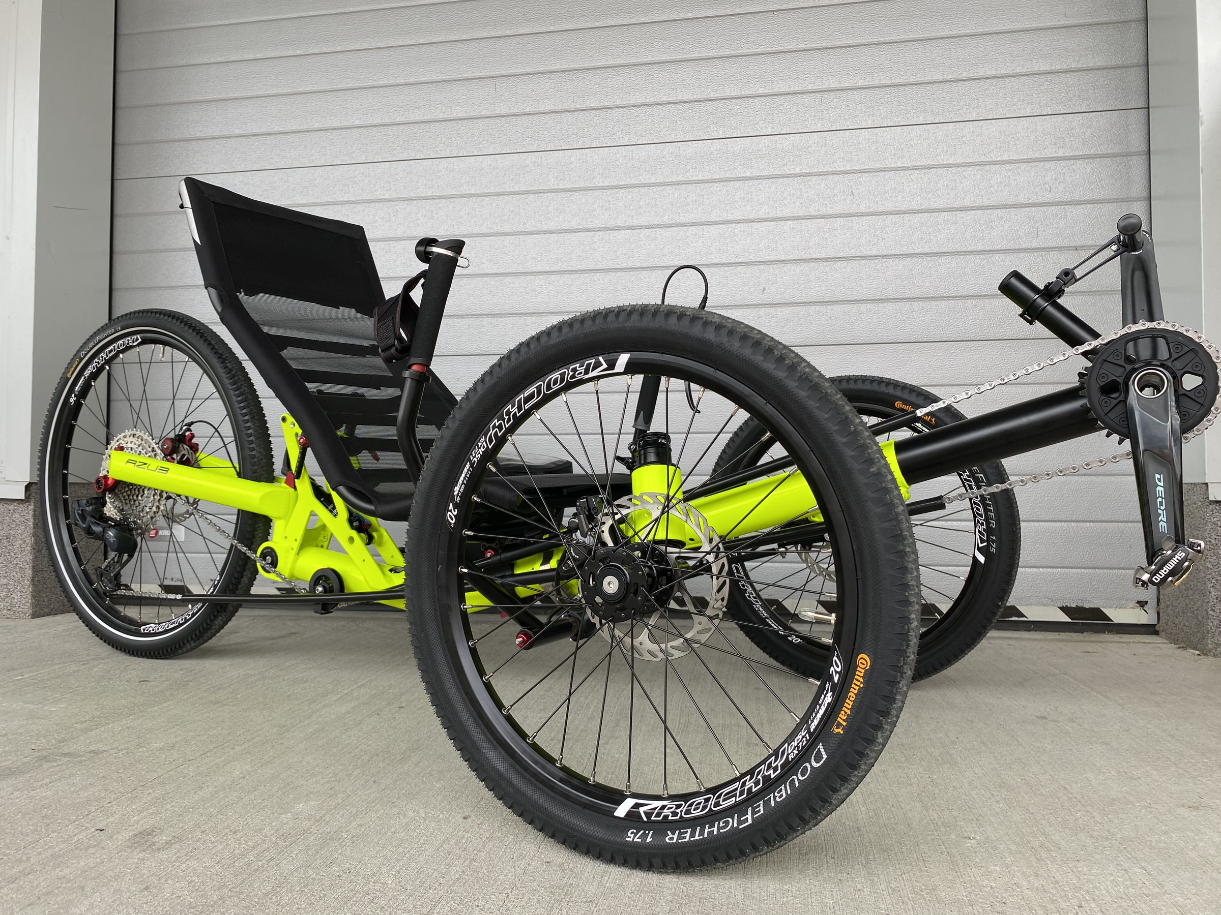 AZUB-TRIcon 26 recumbent trike for handicapped rider with one hand control