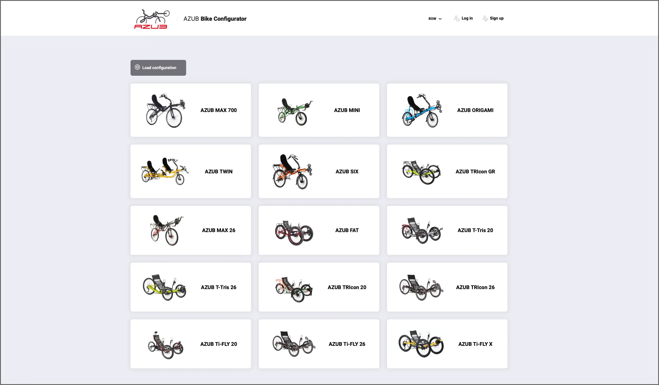 new 2023 AZUB recumbent configurator and pricing