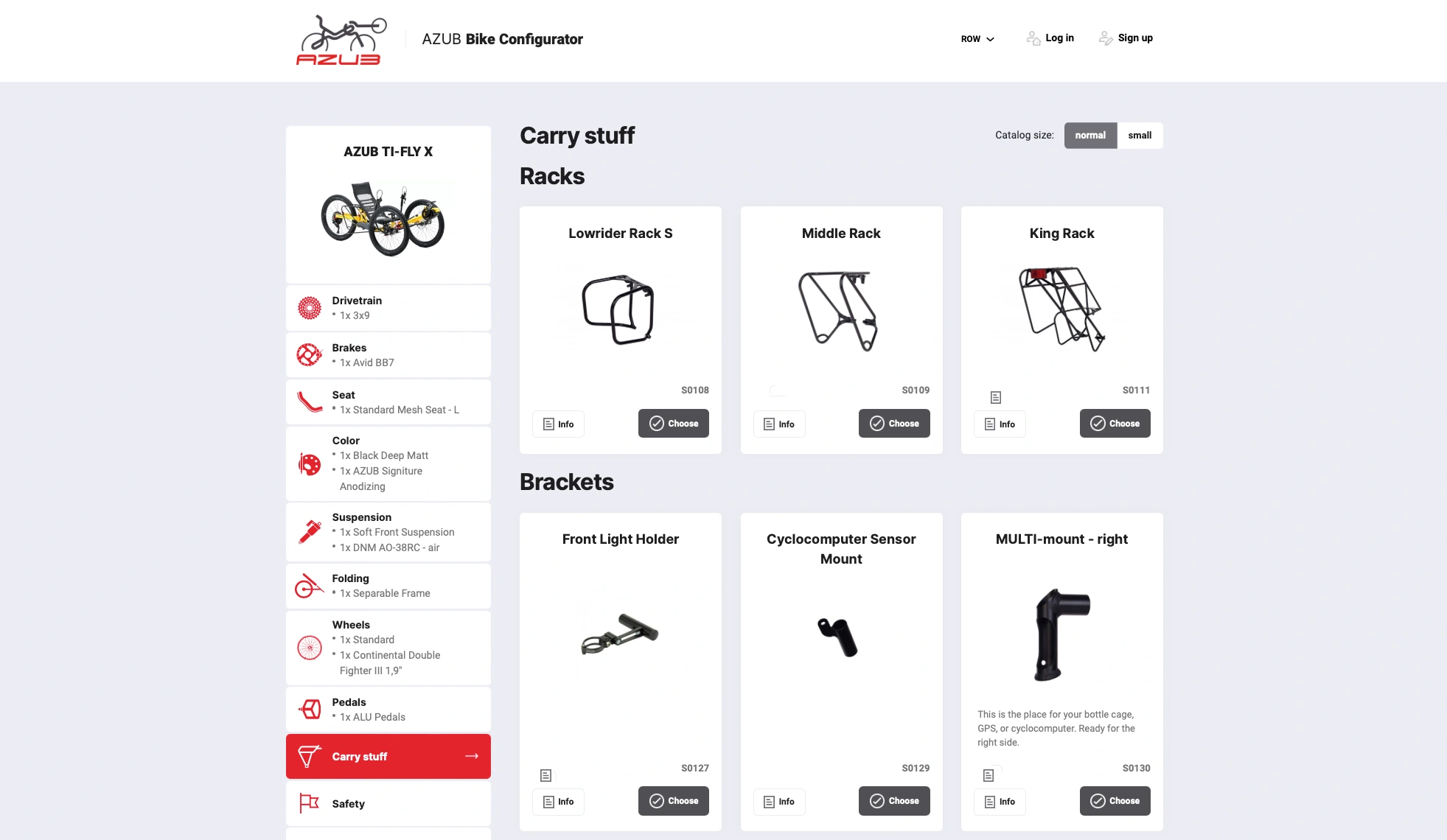 AZUB recumbent configurator